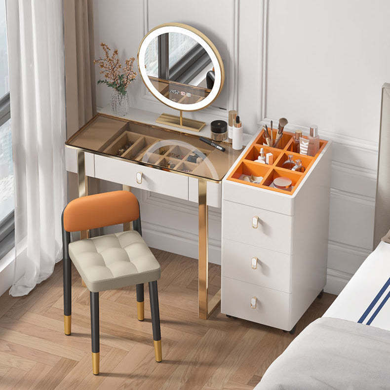 Modern Fabric Upholstered Low Back Vanity Stool