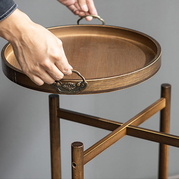 Chinese Bamboo Tray 2-Tier End Table