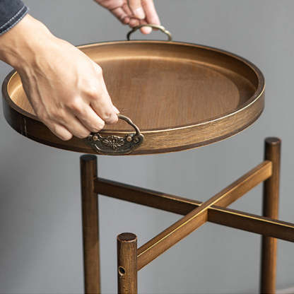 Chinese Bamboo Tray 2-Tier End Table