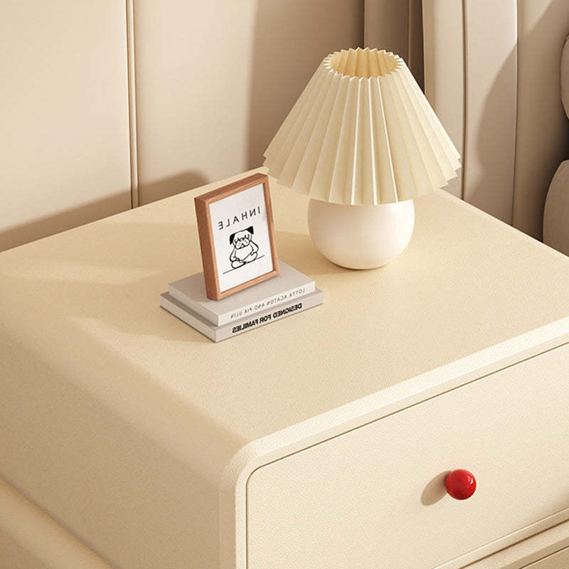 Minimalist Ceramic Cat Scratch Nightstand 2-Drawer — Cream White