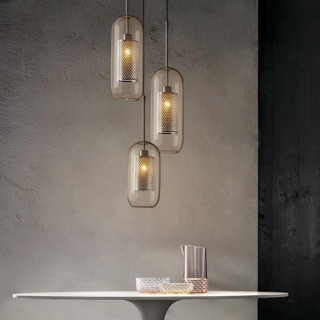 Minimalist Round Glass LED Industrial Kitchen Island Pendant