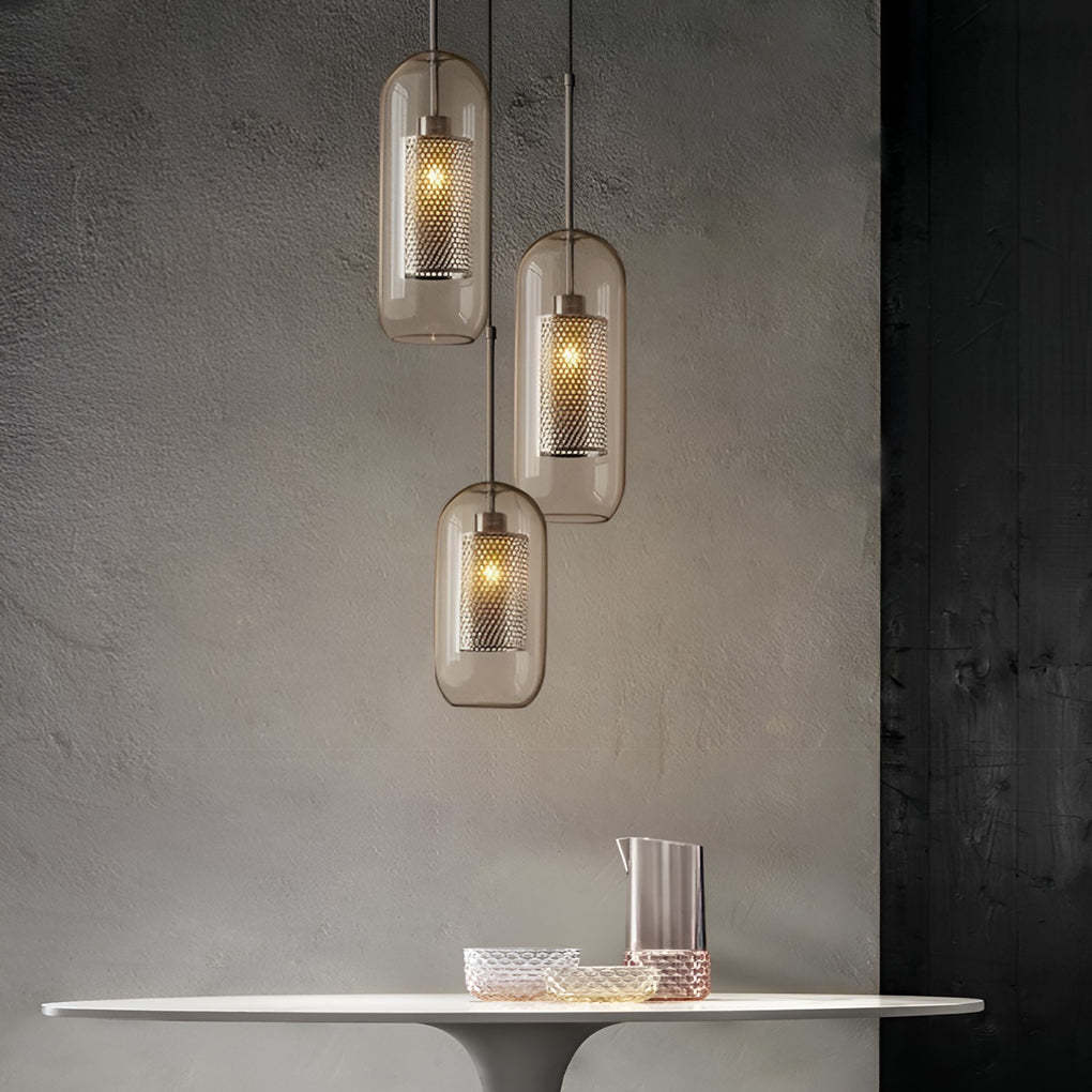 Minimalist Round Glass LED Industrial Kitchen Island Pendant