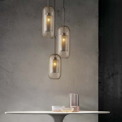 Minimalist Round Glass LED Industrial Kitchen Island Pendant