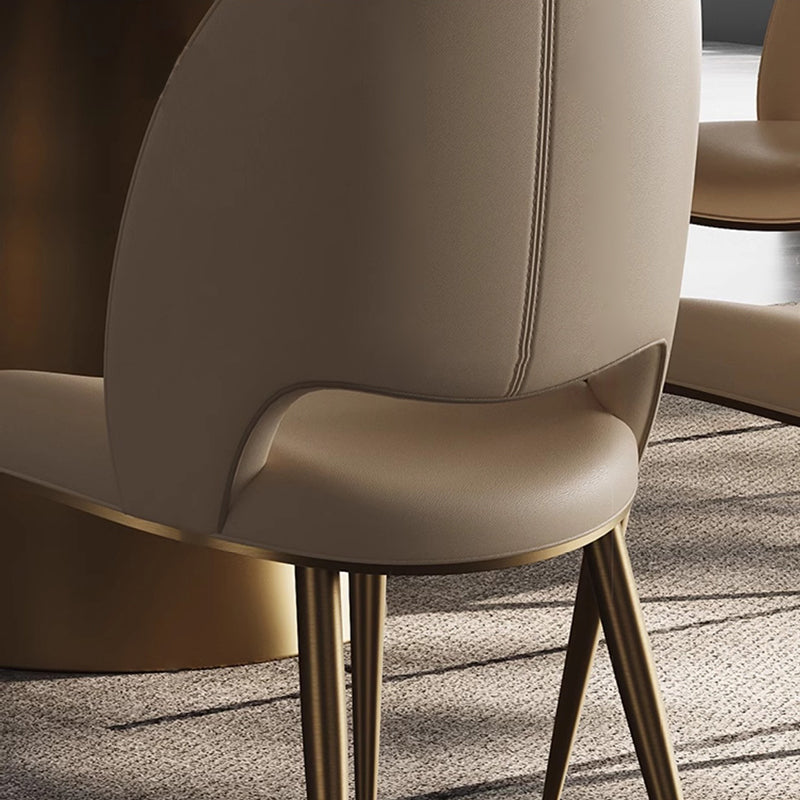 Nordic Curved Upholstered Leather Steel Dining Chair
