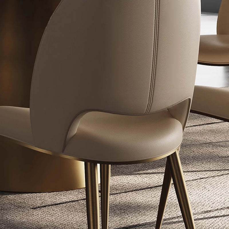 Nordic Curved Upholstered Leather Steel Dining Chair
