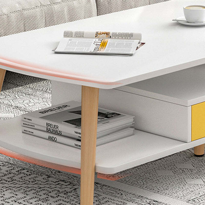 Minimalist Rectangular Wood 2-Tier Coffee Table