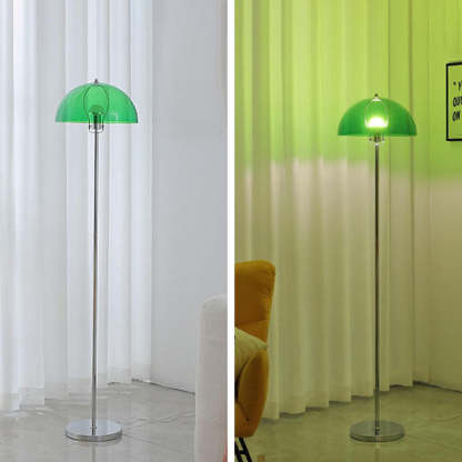 Nordic Vintage Acrylic Clear Dome LED Floor Lamp — USB + 3 Colors Changeable (Warm/Neutral/White) / Olive Green
