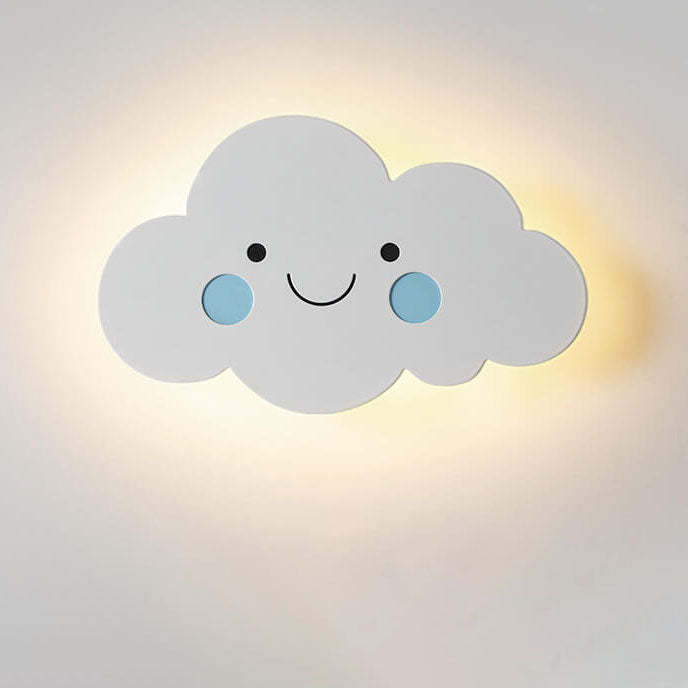 Nordic Cloud Iron Emoji Kids LED Sconce — Warm Light (3000K) / Pink / 110V-120V For US/CA