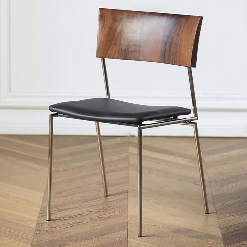 Nordic Curved Wood Leather Dining Chair