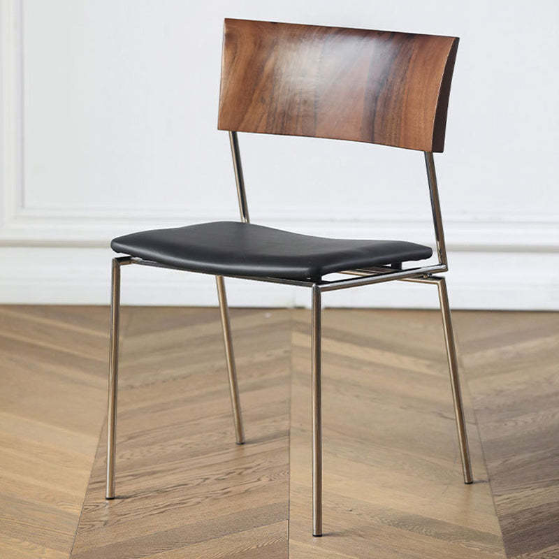 Nordic Curved Wood Leather Dining Chair