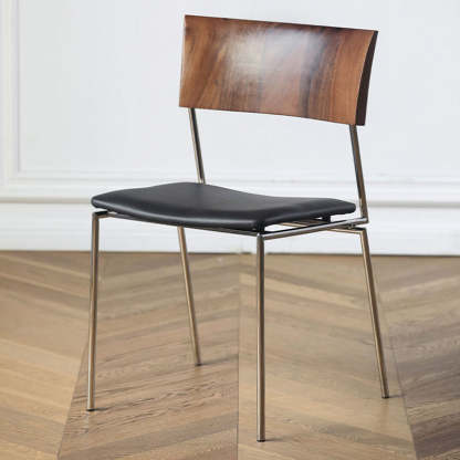 Nordic Curved Wood Leather Dining Chair