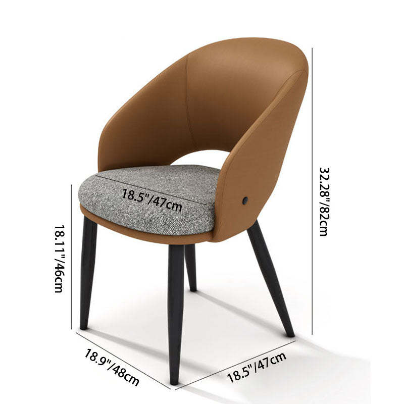 Modern Metal Leather Dining Chair — Coffee Color