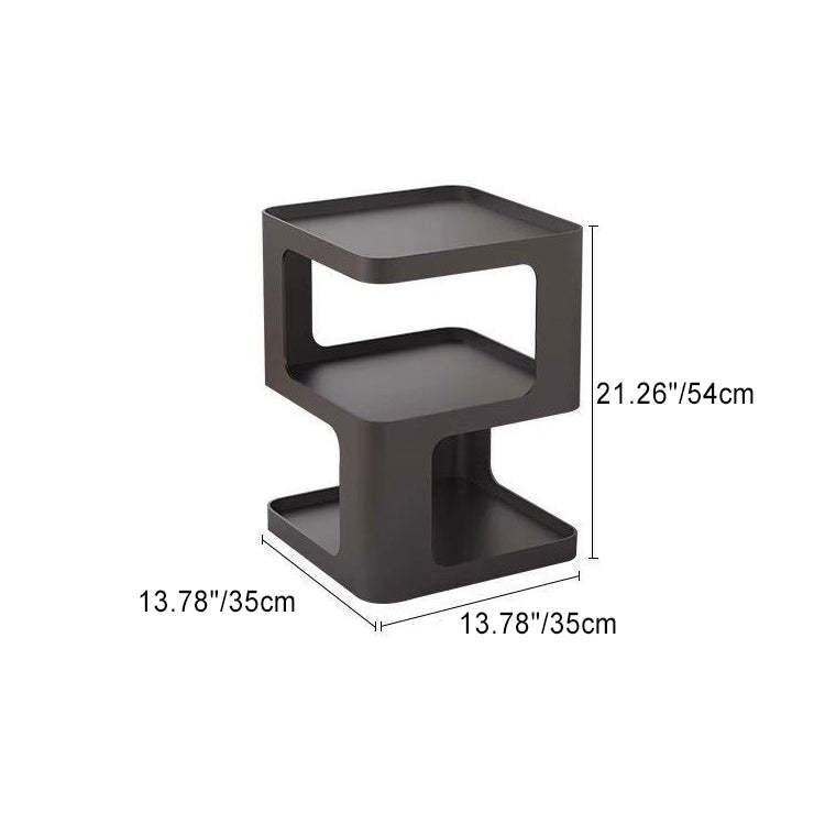 Nordic Rectangular Iron 3-Tier End Table — Black