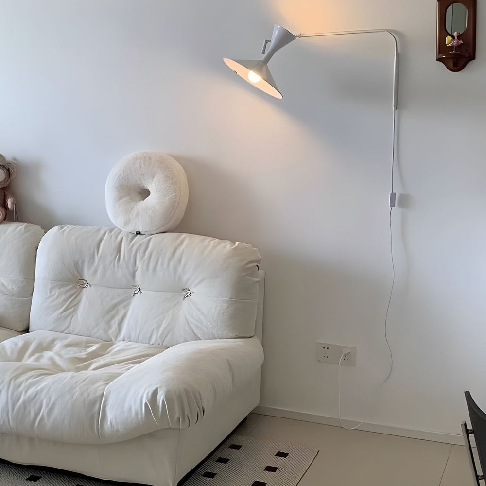 Marseille Swing Arm Wall Lamp Adjustable Long Metal Arm Trumpet Sconce-Lighom