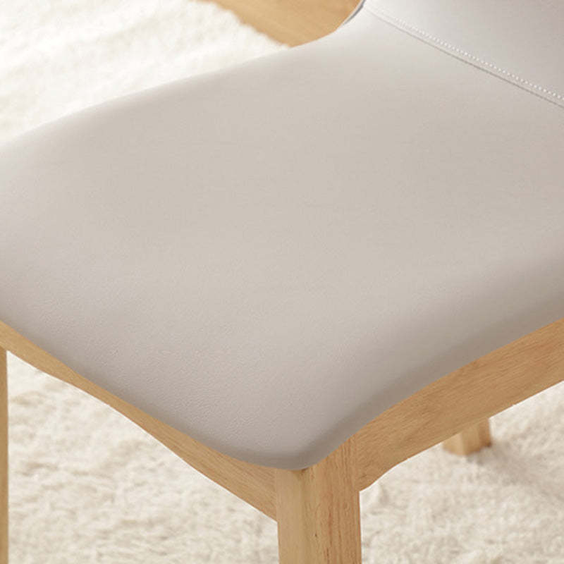 Nordic Leather Wood Frame Dining Chair — Beige + Original Wood Color Frame
