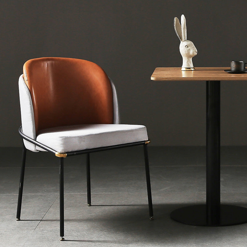 Vintage Leather Metal Dining Chair
