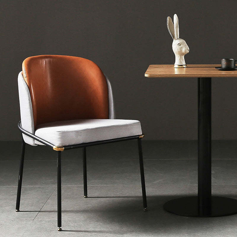 Vintage Leather Metal Dining Chair