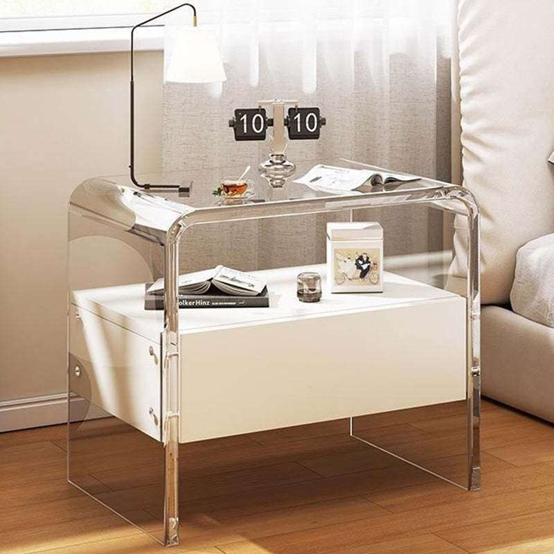 Modern Acrylic Solid Wood 1-Drawer Nightstand
