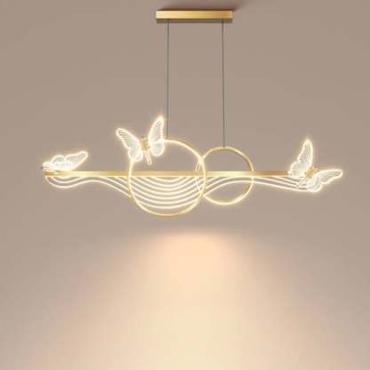 Nordic Butterfly Round Linear Island LED Chandelier — White Light (5000K) / Black / 220V-240V For UK/AU