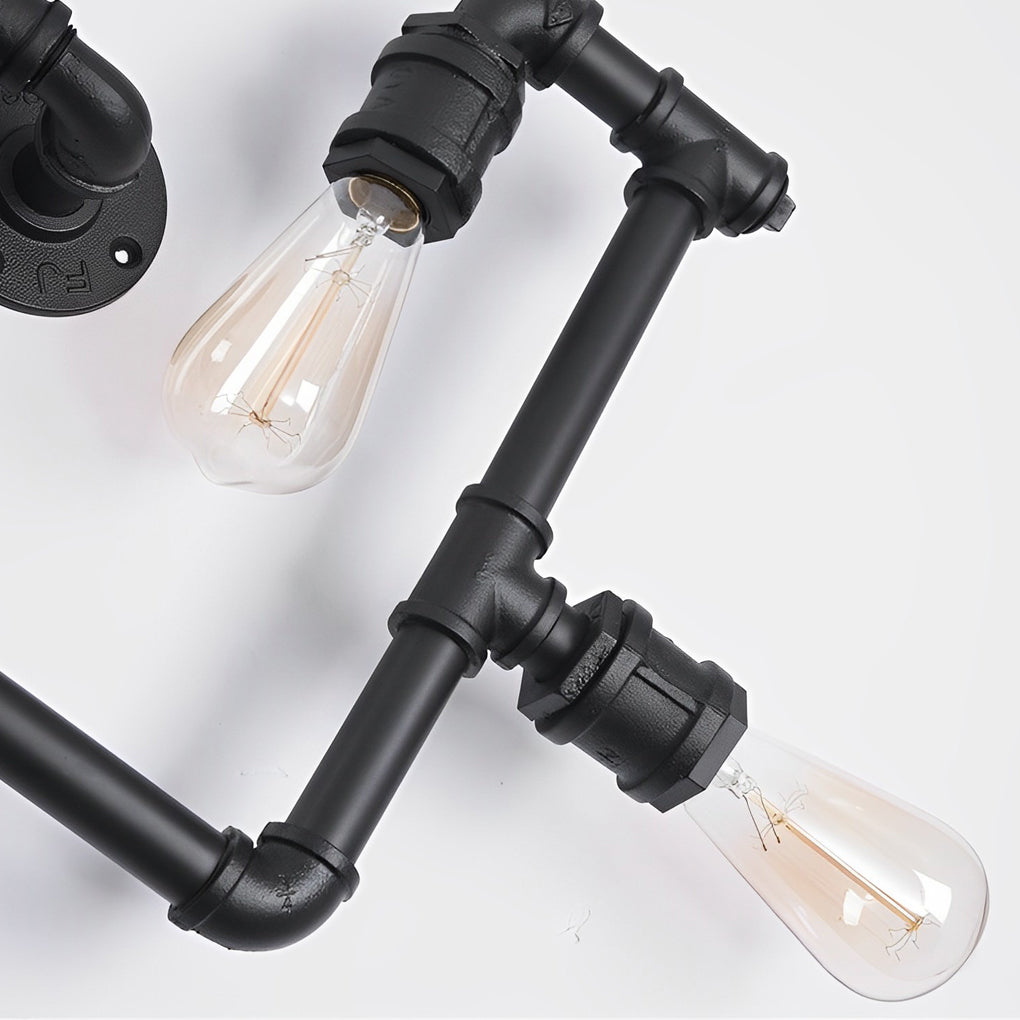 Vintage Iron Water Pipes Retro Creative Industrial Style Wall Light Fixture-Lighom
