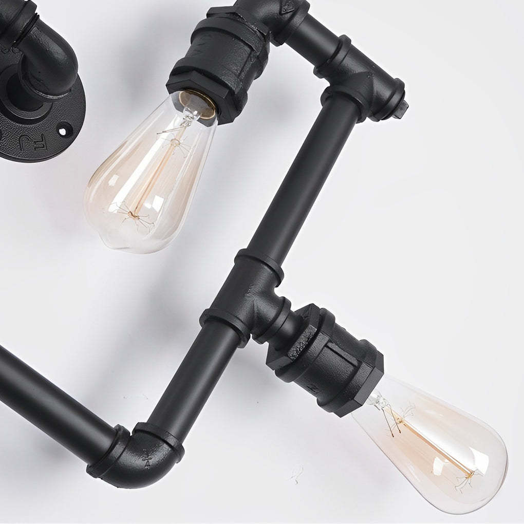 Vintage Iron Water Pipes Retro Creative Industrial Style Wall Light Fixture-Lighom