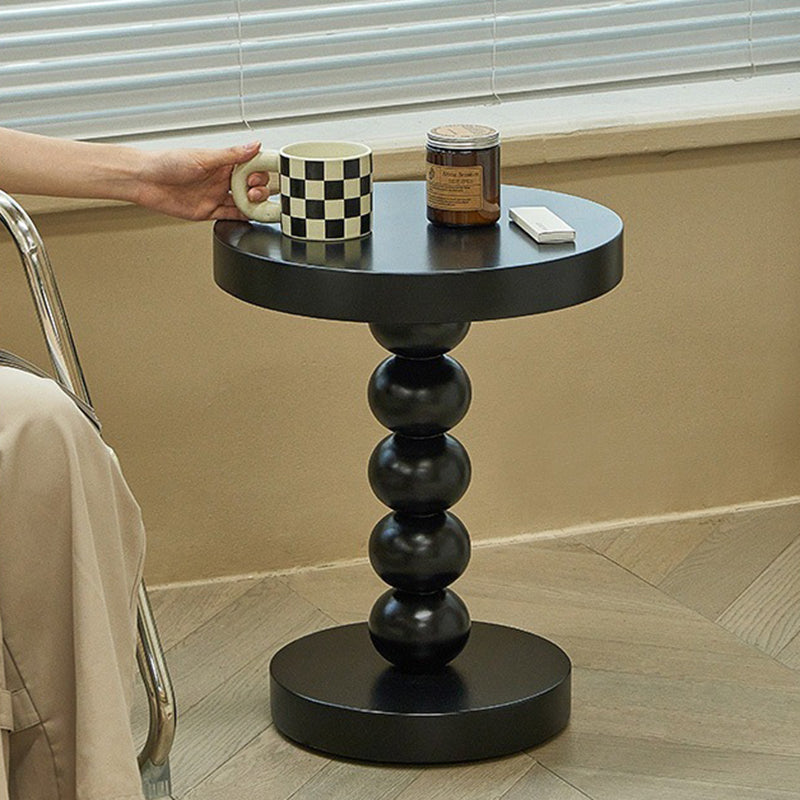 Vintage Round Beaded Wooden Coffee Table — White