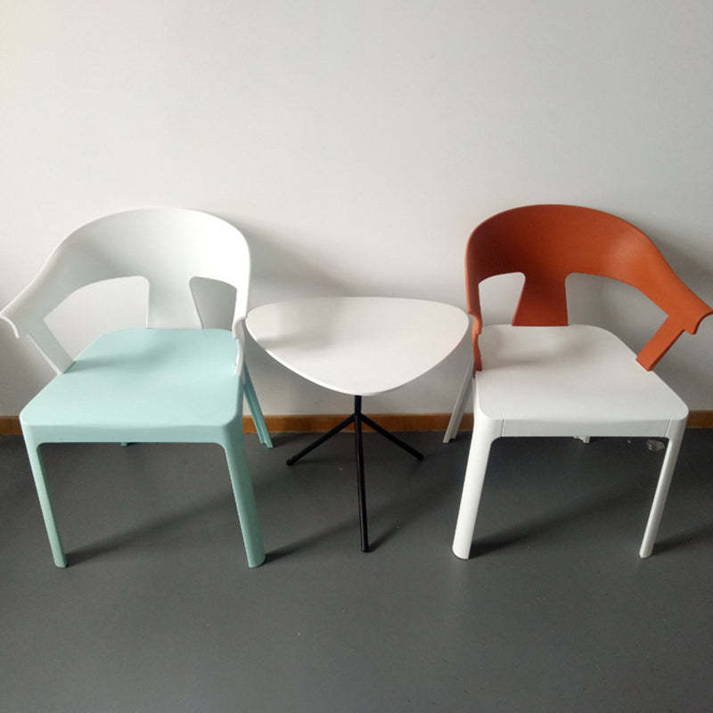 Minimalist Trapezoidal Plastic Dining Chair — Green Backrest + White Seat