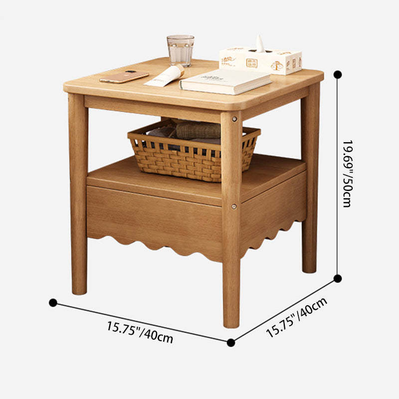 Nordic Square Wood 2-Tier End Table