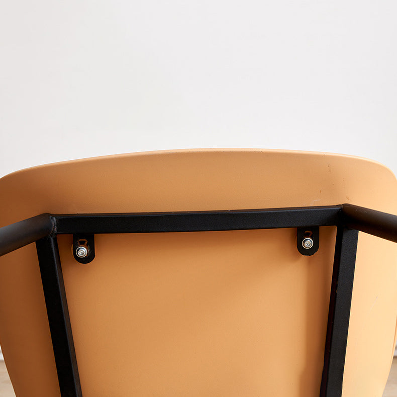 Minimalist Plastic Iron Dining Chair With Armrest — Red