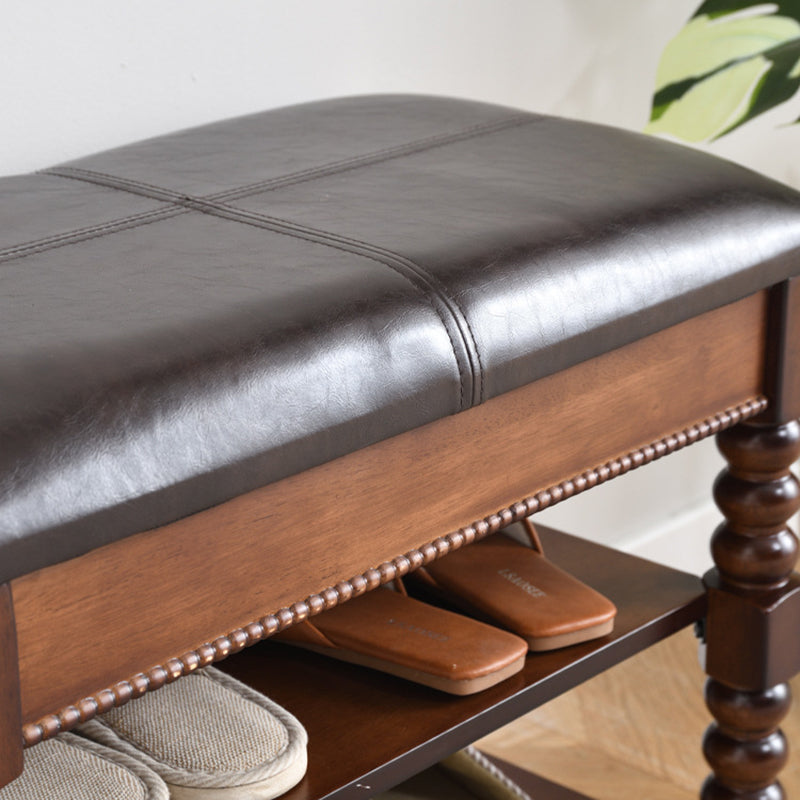 European Wood Leather Vanity Stool