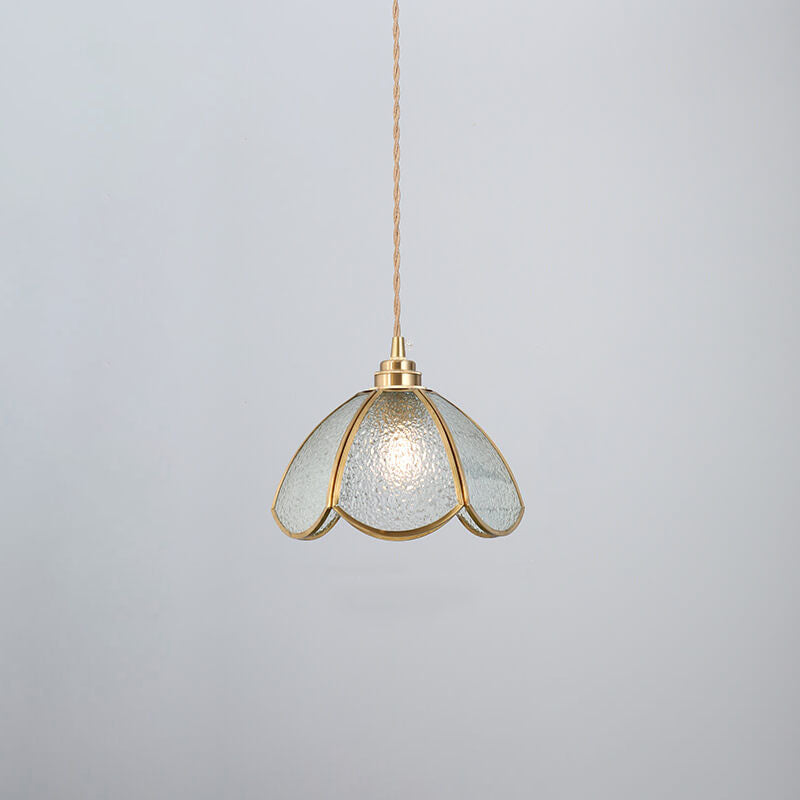 Japanese Vintage Brass Stained Glass Cone Pendant