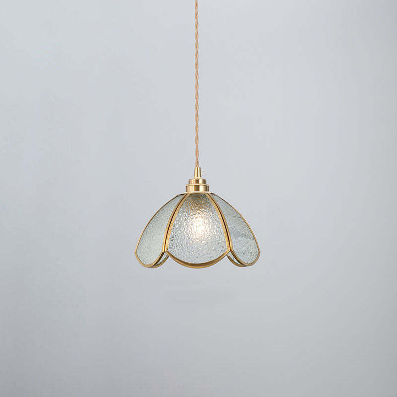 Japanese Vintage Brass Stained Glass Cone Pendant
