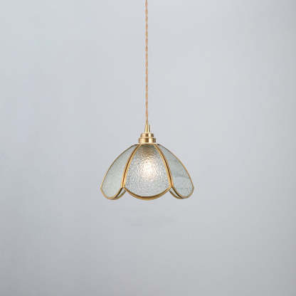 Japanese Vintage Brass Stained Glass Cone Pendant