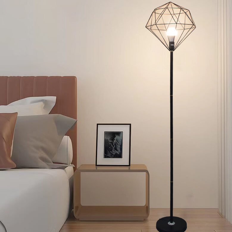 Contemporary Iron Hollow Diamond Floor Lamp