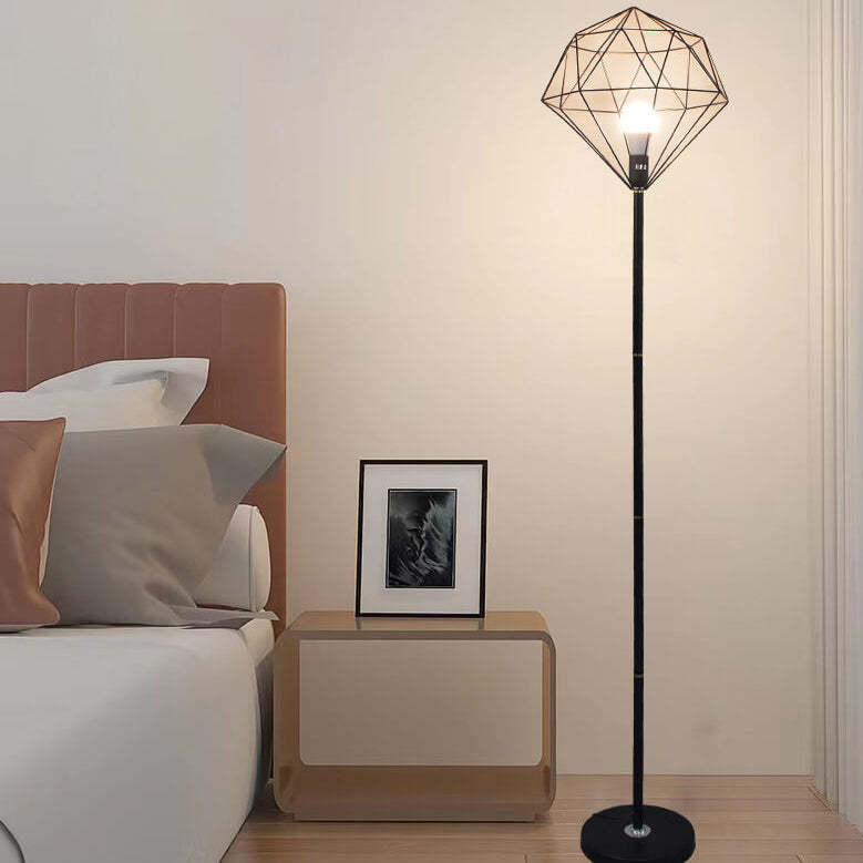 Contemporary Iron Hollow Diamond Floor Lamp