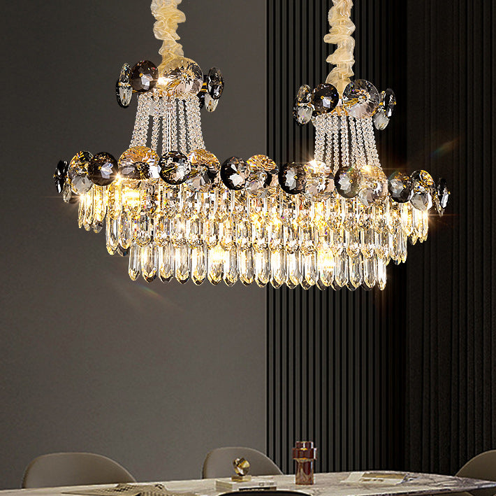 Half Round Ball Crystal Iron Chandelier