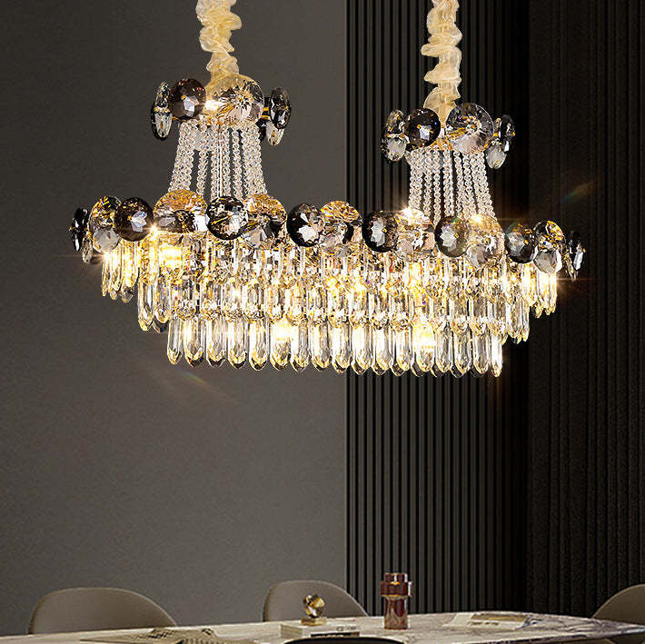 Half Round Ball Crystal Iron Chandelier
