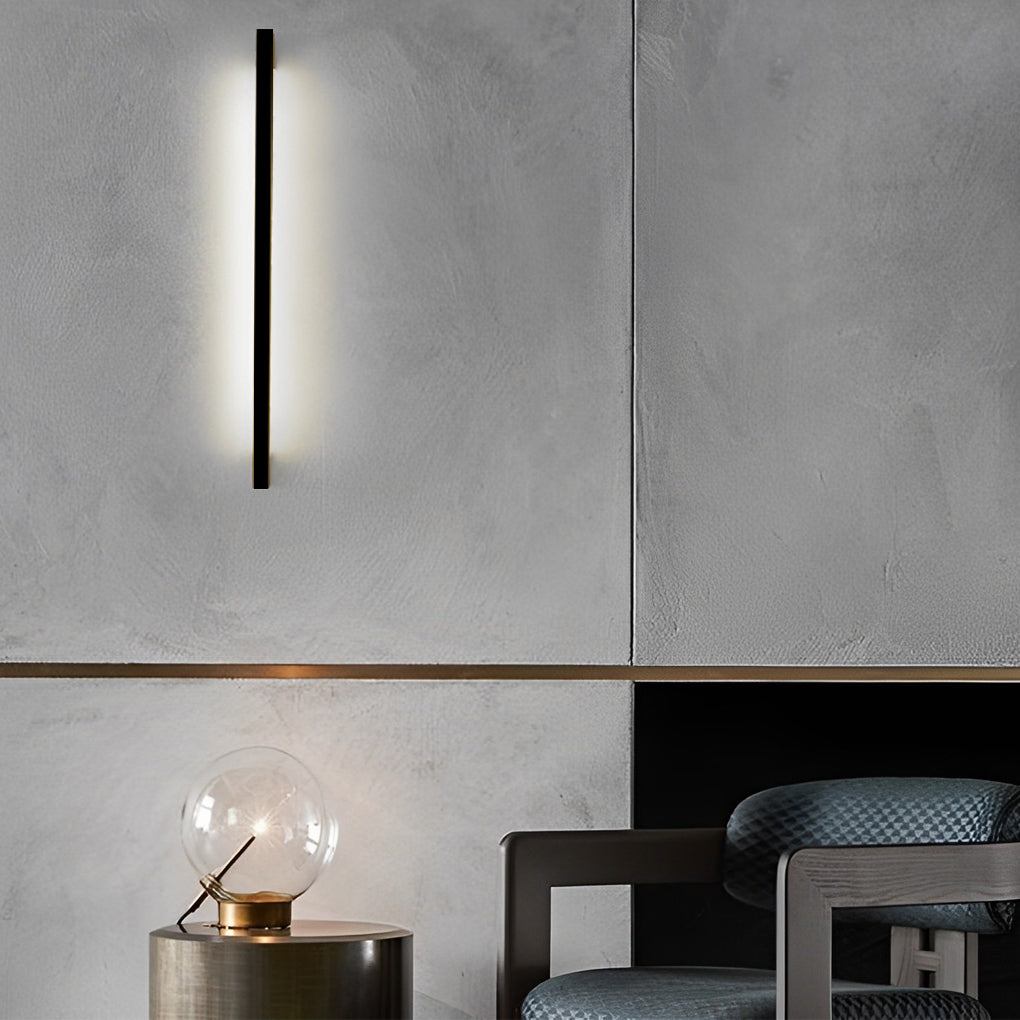 Minimalist Strip Three Step Dimming LED Black Postmodern Wall Lamp-Lighom