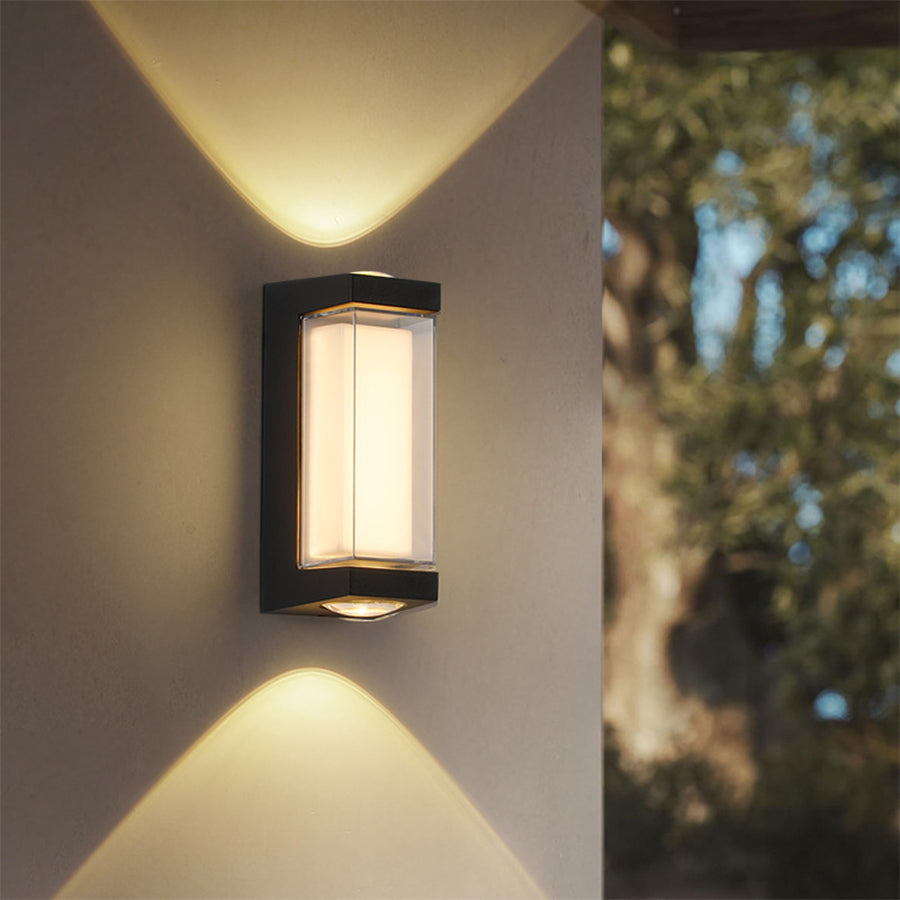 Sleek Dual-Directional Outdoor Wall Light with Modern Arc & Rectangular Designs-Lighom