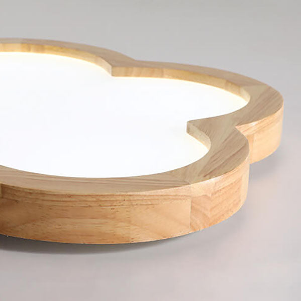 Nordic Solid Wood Flower LED Slim Kids Flush Light — Infinitely Dimmable / 220V-240V For UK/AU