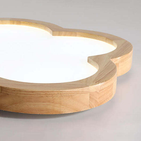 Nordic Solid Wood Flower LED Slim Kids Flush Light — Infinitely Dimmable / 220V-240V For UK/AU