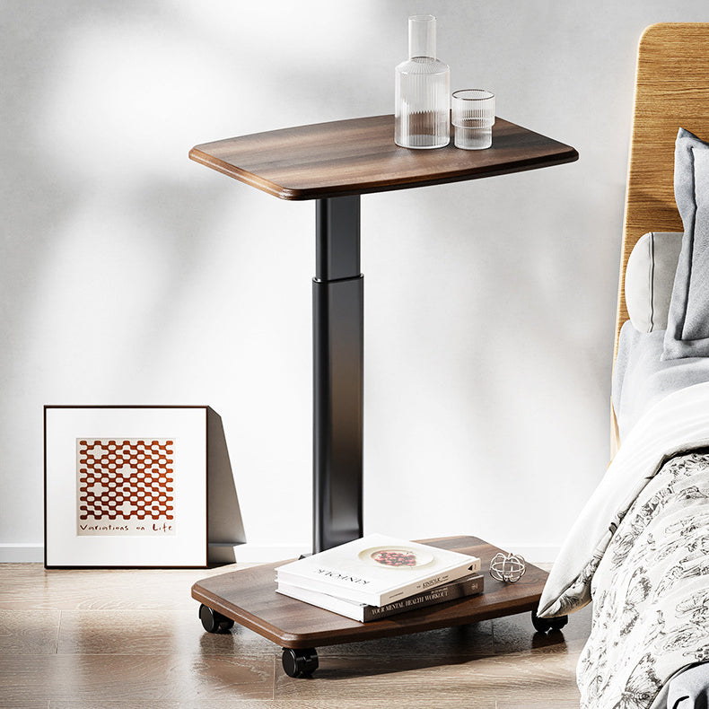 Scandinavian Wood Carbon Steel Movable End Table 2-Tier