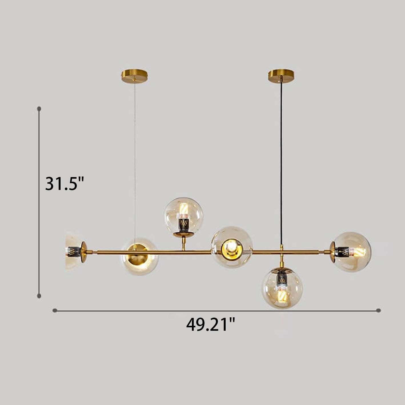 Minimalist Long Glass Globe Island Chandelier