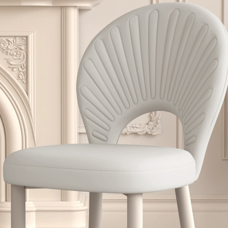 Minimalist Half-Round PU Leather Iron Dining Chair