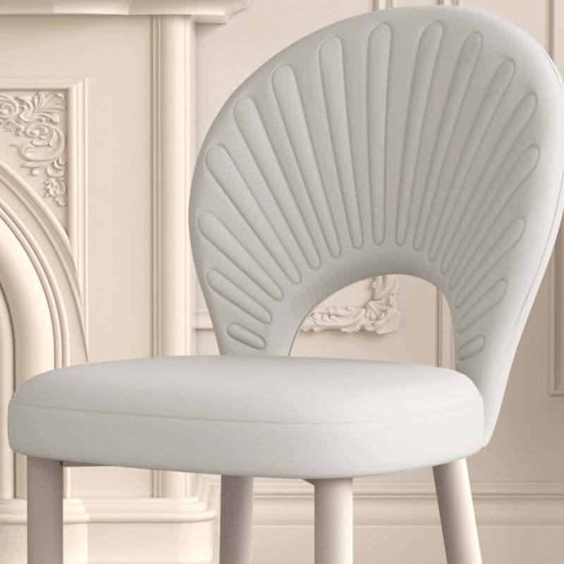 Minimalist Half-Round PU Leather Iron Dining Chair