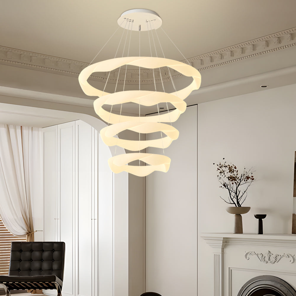 Cream synthetic designer style chandeliers - french — 23.6" Dia / 1-Ring