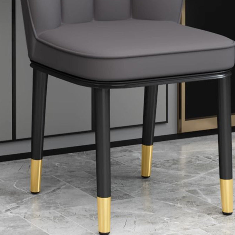 Modern PU Leather Wing-Back Dining Chair — Sky Blue + Gold Legs