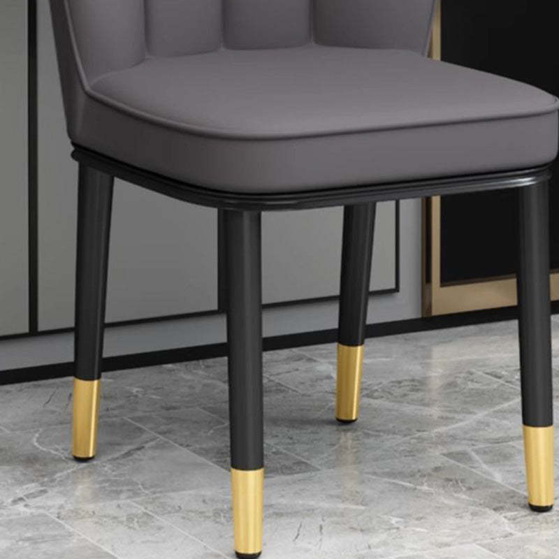 Modern PU Leather Wing-Back Dining Chair — Sky Blue + Gold Legs