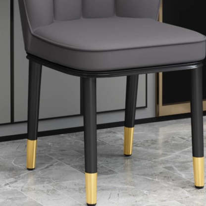 Modern PU Leather Wing-Back Dining Chair — Sky Blue + Gold Legs