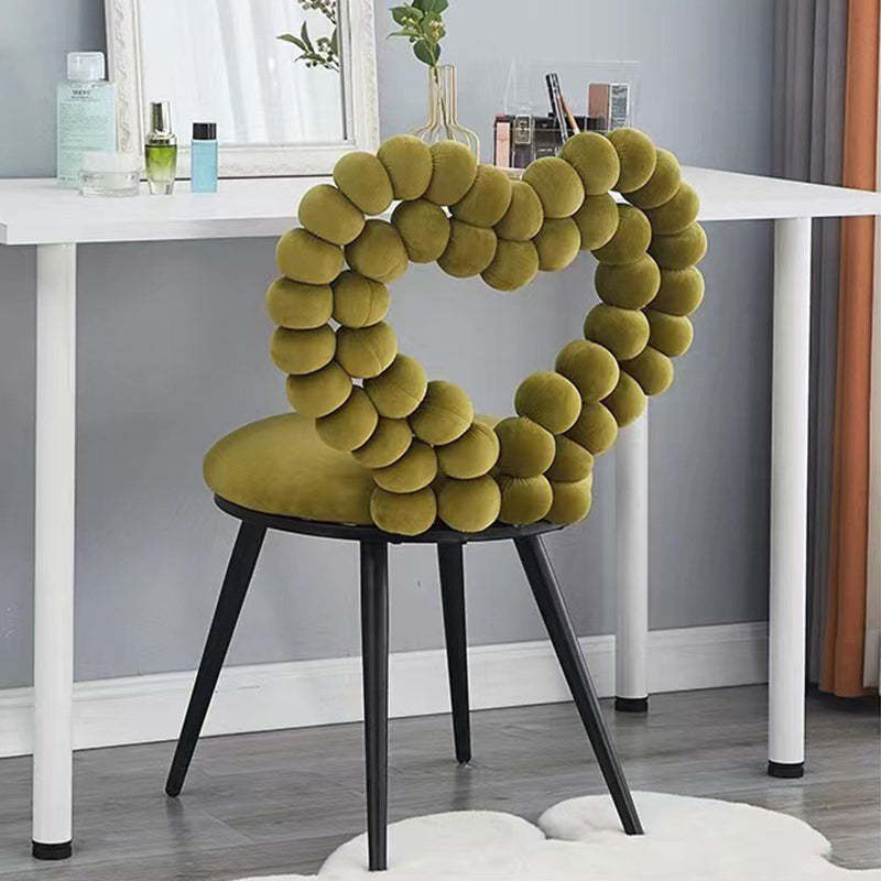 Scandinavian Velvet Heart Ball Vanity Stool